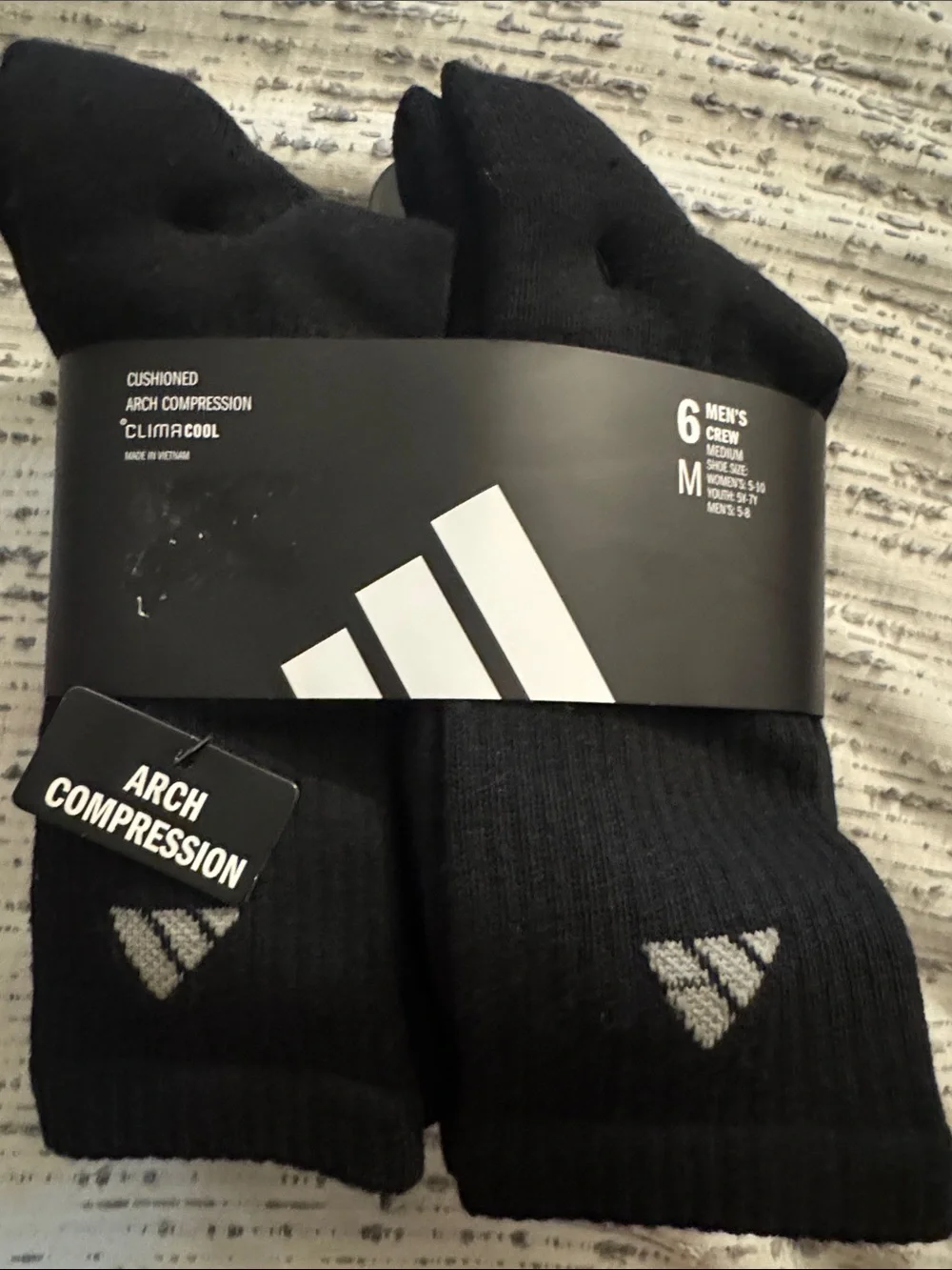 adidas Men's Crew Athletic Socks in Dark Gray - 6 Pack